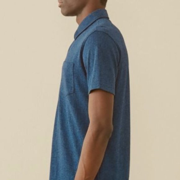 Cotton Denim Blue Peppered Polo Shirt by Roots - Picture 3 of 5